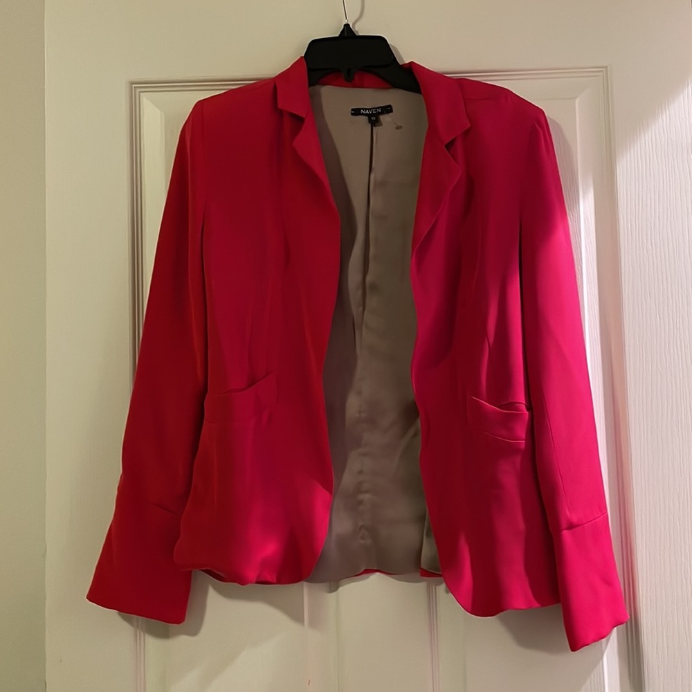 Naven Red Silk Lined Blazer Sz XS